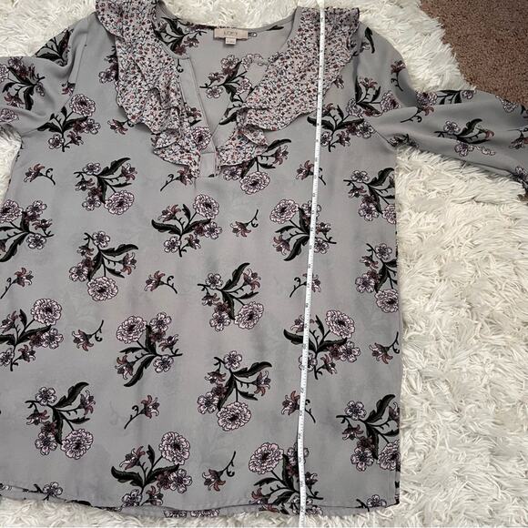 Loft Outlet Multicolored Floral Ruffle Blouse Top Size M - Picture 8 of 8